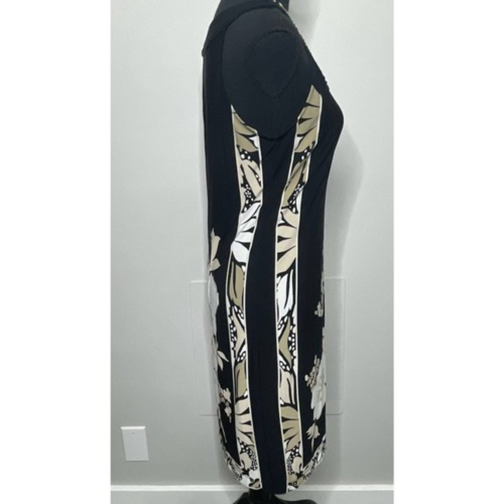 Sandra Darren Black Floral Sheath Dress Gold Sequin Embellished Wedding Guest 8 - Picture 4 of 13